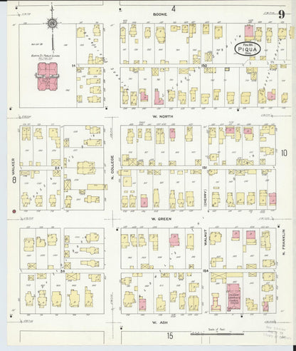 Sanborn Fire Insurance Map from Piqua, Miami County, Ohio (1911), Sheet #0009 - Complete Map Set gallery image, historic Sanborn map, vintage wall art, Ohio Ohio