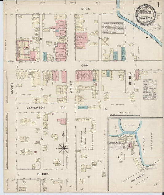 Sanborn Fire Insurance Map from Sparta, Monroe County, Wisconsin (1884), Sheet #0001 - Complete Map Set gallery image, historic Sanborn map, vintage wall art, Wisconsin Wisconsin