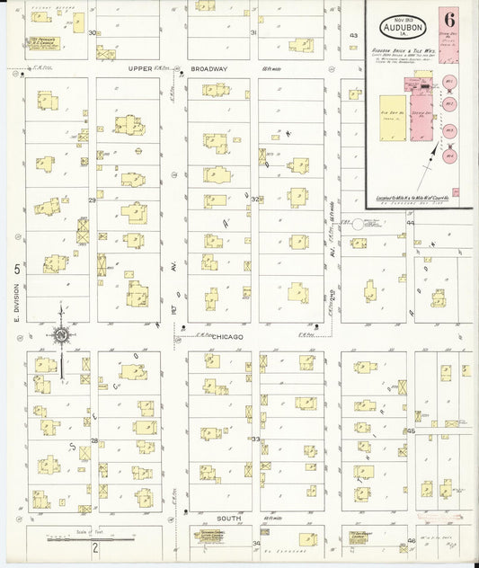 Sanborn Fire Insurance Map from Audubon, Audubon County, Iowa (1913), Sheet #0006 - Historic Sanborn Fire Insurance Map Print, vintage old map wall art