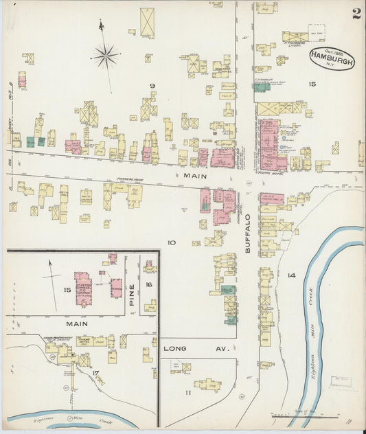 Sanborn Fire Insurance Map from Hamburg, Erie County, New York (1885), Sheet #0002 - Historic Sanborn Fire Insurance Map Print, vintage old map wall art, antique decor, genealogy gift, New York New York map