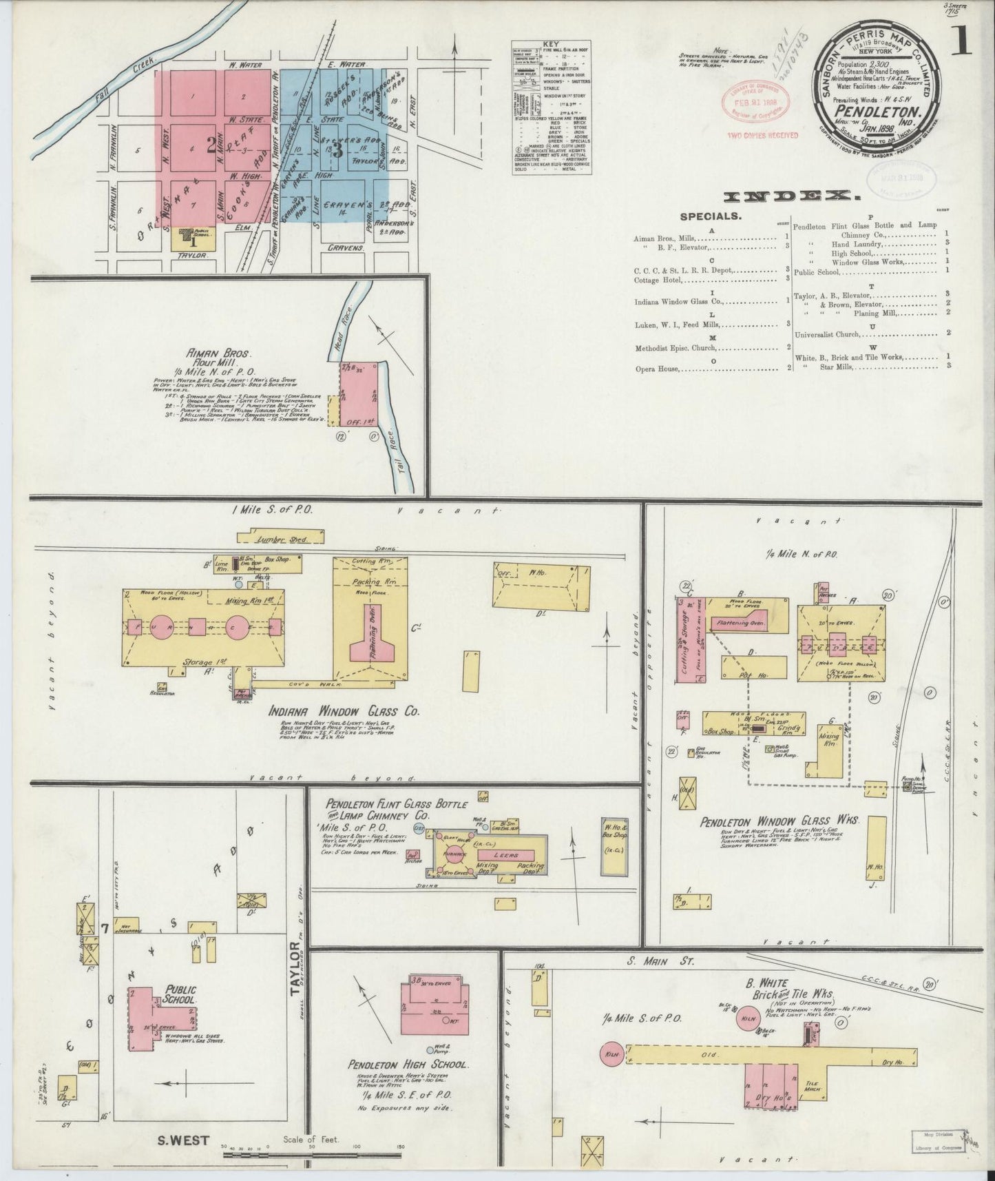 Sanborn Fire Insurance Map from Pendleton, Madison County, Indiana (1898), Sheet #0001 - Complete Map Set gallery image, historic Sanborn map, vintage wall art, Indiana Indiana