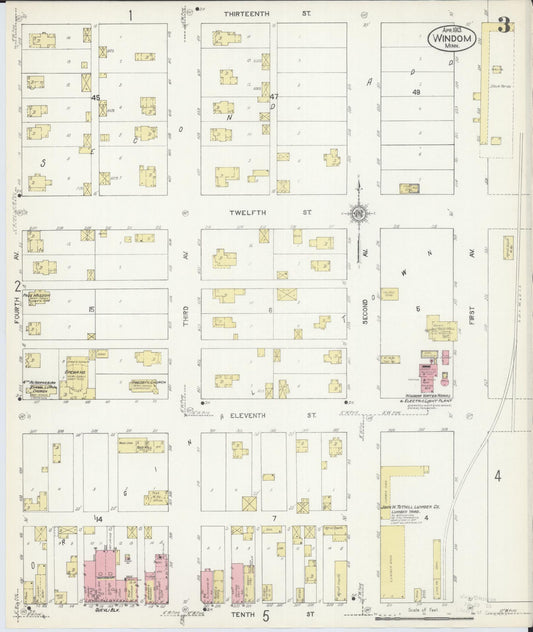 Sanborn Fire Insurance Map from Windom, Cottonwood County, Minnesota (1913), Sheet #0003 - Historic Sanborn Fire Insurance Map Print, vintage old map wall art, antique decor, genealogy gift, Minnesota Minnesota map