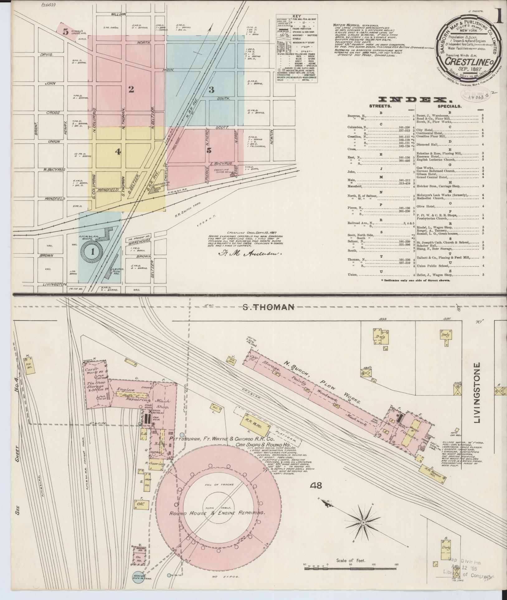 Sanborn Fire Insurance Map from Crestline, Crawford County, Ohio (1887), Sheet #0001 - Complete Map Set gallery image, historic Sanborn map, vintage wall art, Ohio Ohio