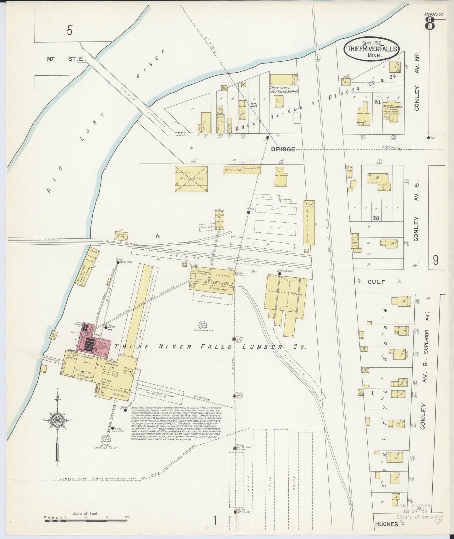 Sanborn Fire Insurance Map from Thief River Falls, Pennington County, Minnesota (1912), Sheet #0008 - Complete Map Set gallery image, historic Sanborn map, vintage wall art, Minnesota Minnesota