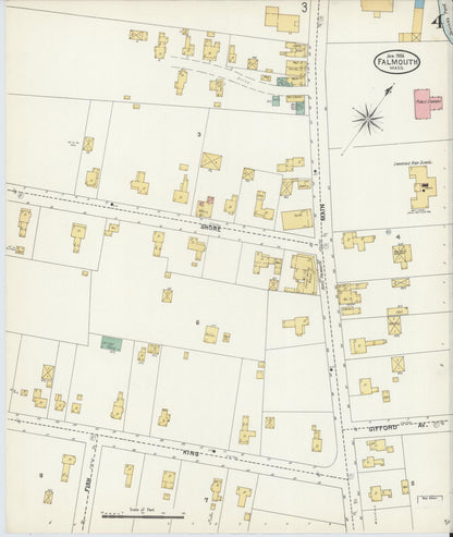 Sanborn Fire Insurance Map from Falmouth, Barnstable County, Massachusetts (1906), Sheet #0004 - Historic Sanborn Fire Insurance Map Print, vintage old map wall art, antique decor, genealogy gift, Massachusetts Massachusetts map