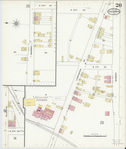 Sanborn Fire Insurance Map from Columbia, Lancaster County, Pennsylvania (1909), Sheet #0020 - Complete Map Set gallery image, historic Sanborn map, vintage wall art, Pennsylvania Pennsylvania