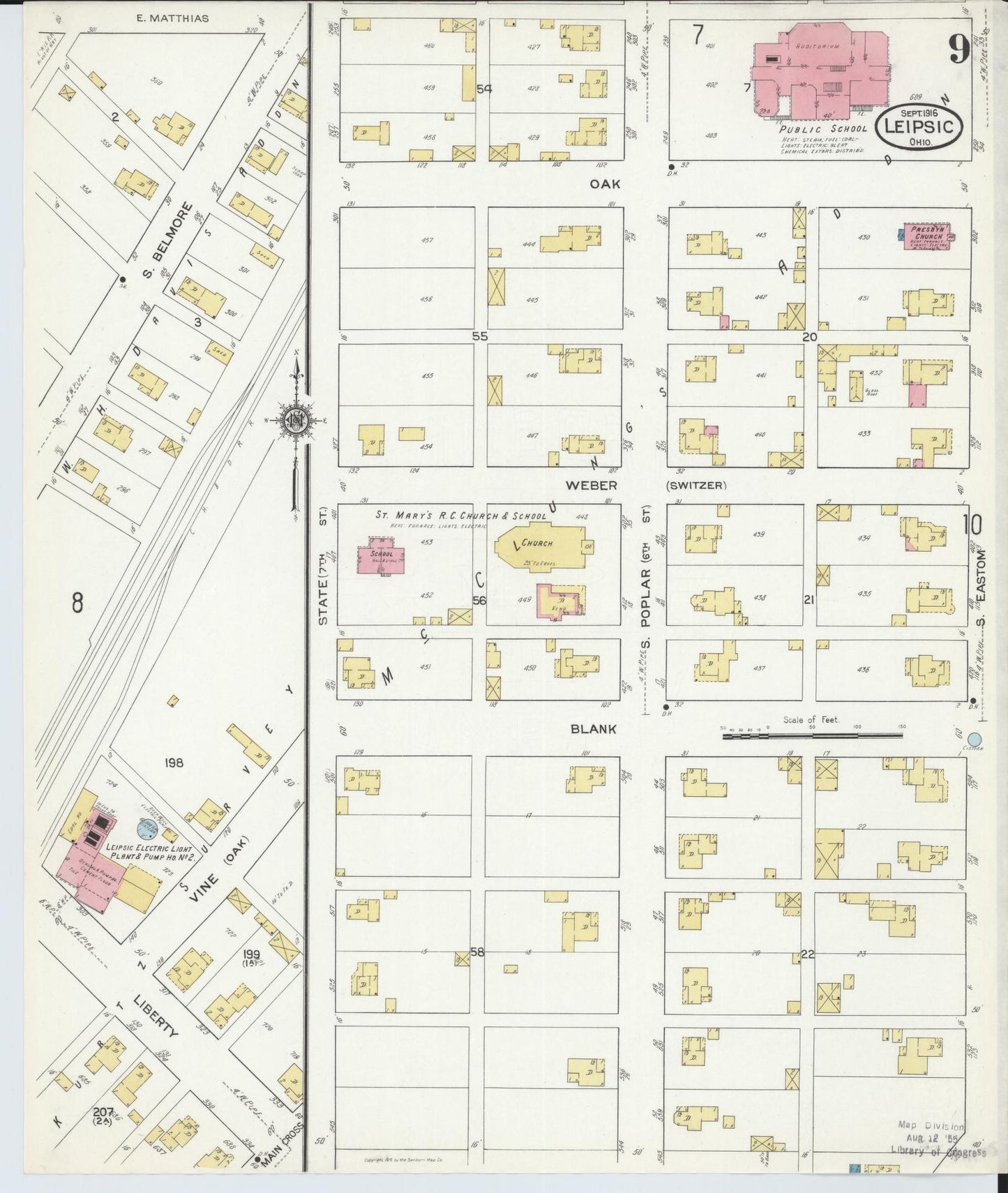 Sanborn Fire Insurance Map from Leipsic, Putnam County, Ohio (1916), Sheet #0009 - Historic Sanborn Fire Insurance Map Print, vintage old map wall art, antique decor, genealogy gift, Ohio Ohio map