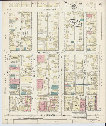 Sanborn Fire Insurance Map from Leadville, Lake County, Colorado (1883), Sheet #0003 - Complete Map Set gallery image, historic Sanborn map, vintage wall art, Colorado Colorado