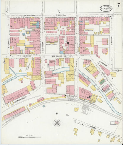 Sanborn Fire Insurance Map from Staunton, Independent Cities, Virginia (1899), Sheet #0007 - Complete Map Set gallery image, historic Sanborn map, vintage wall art, Virginia Virginia