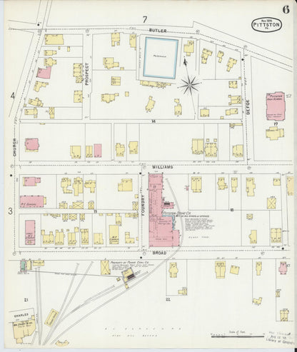Sanborn Fire Insurance Map from Pittston, Luzerne County, Pennsylvania (1896), Sheet #0006 - Historic Sanborn Fire Insurance Map Print, vintage old map wall art, antique decor, genealogy gift, Pennsylvania Pennsylvania map