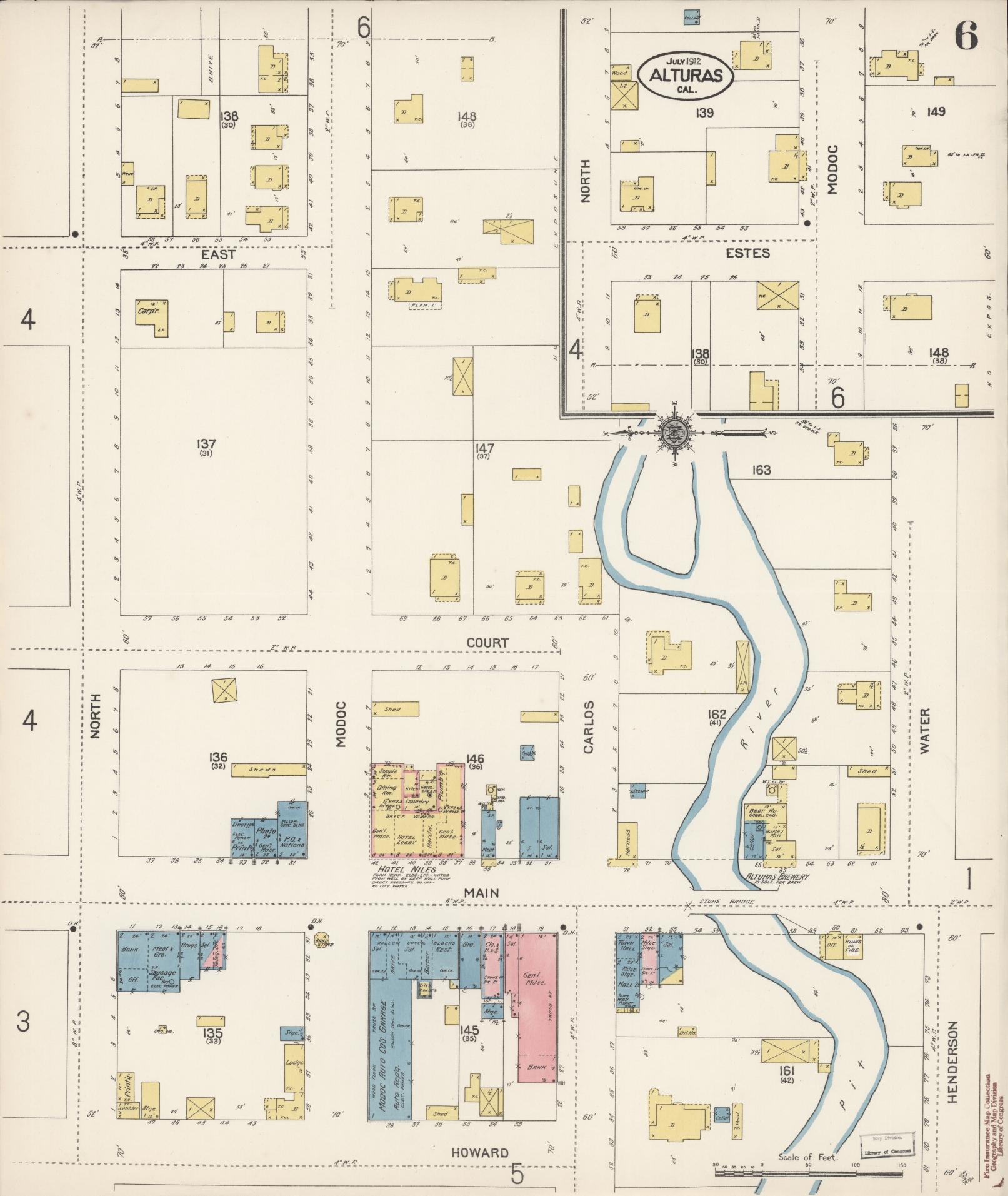 Sanborn Fire Insurance Map from Alturas, Modoc County, California (1912), Sheet #0006 - Historic Sanborn Fire Insurance Map Print, vintage old map wall art, antique decor, genealogy gift, California California map