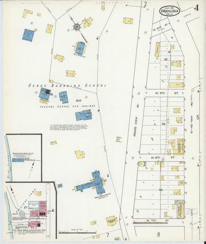 Sanborn Fire Insurance Map from Pawhuska, Osage County, Oklahoma (1916), Sheet #0004 - Complete Map Set gallery image, historic Sanborn map, vintage wall art, Oklahoma Oklahoma