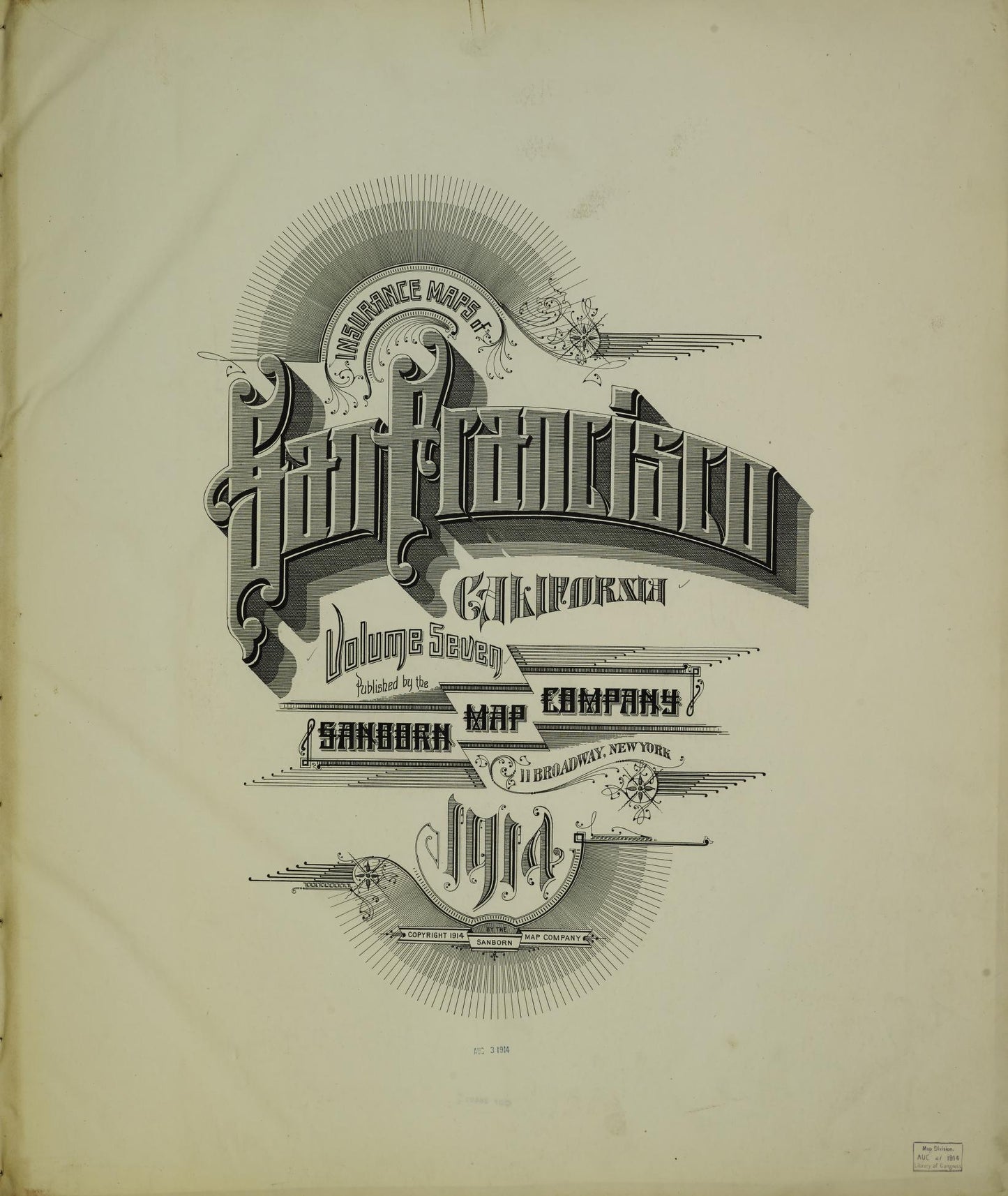 Sanborn Fire Insurance Map from San Francisco, San Francisco County, California (1914), Sheet #0001 - Complete Map Set gallery image, historic Sanborn map, vintage wall art, California California
