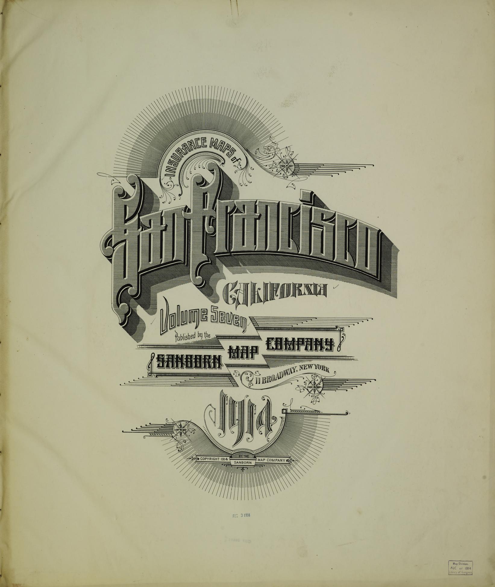 Sanborn Fire Insurance Map from San Francisco, San Francisco County, California (1914), Sheet #0001 - Complete Map Set gallery image, historic Sanborn map, vintage wall art, California California