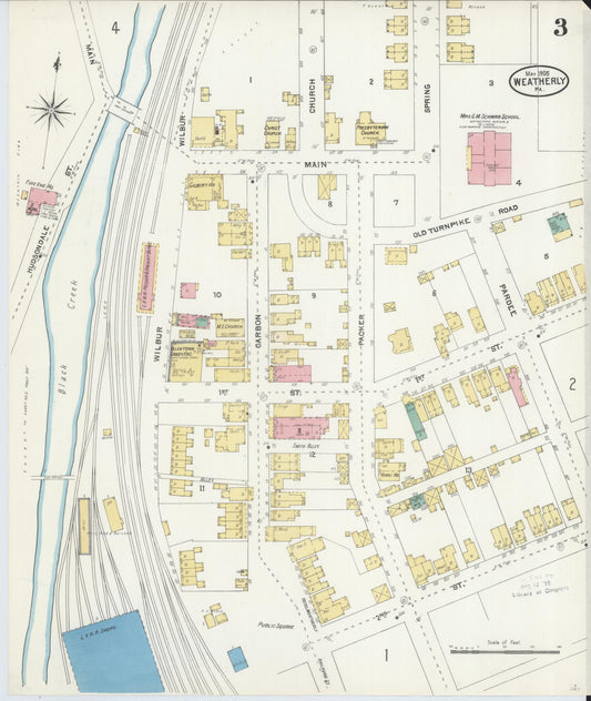 Sanborn Fire Insurance Map from Weatherly, Carbon County, Pennsylvania (1905), Sheet #0003 - Historic Sanborn Fire Insurance Map Print, vintage old map wall art, antique decor, genealogy gift, Pennsylvania Pennsylvania map