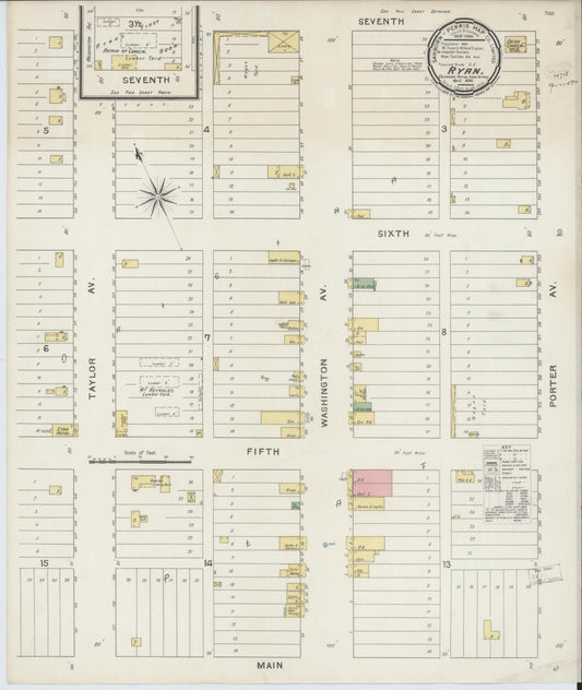 Sanborn Fire Insurance Map from Ryan, Jefferson County, Oklahoma (1894), Sheet #0001 - Historic Sanborn Fire Insurance Map Print, vintage old map wall art, antique decor, genealogy gift, Oklahoma Oklahoma map