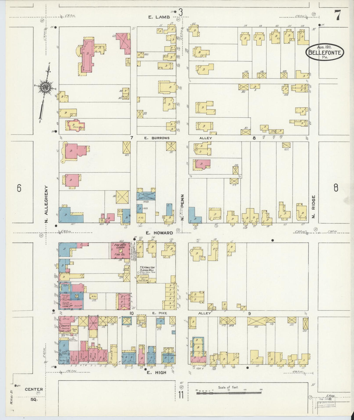 Sanborn Fire Insurance Map from Bellefonte, Centre County, Pennsylvania (1911), Sheet #0007 - Complete Map Set gallery image, historic Sanborn map, vintage wall art, Pennsylvania Pennsylvania