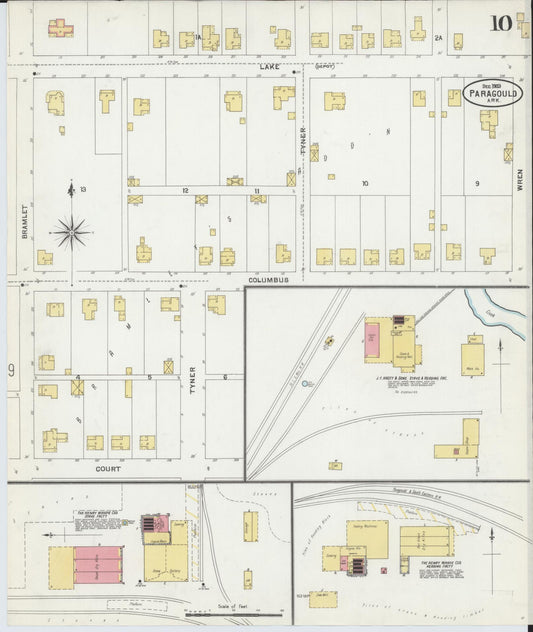 Sanborn Fire Insurance Map from Paragould, Greene County, Arkansas (1903), Sheet #0010 - Historic Sanborn Fire Insurance Map Print, vintage old map wall art, antique decor, genealogy gift, Arkansas Arkansas map