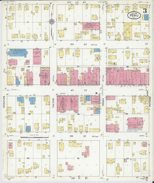 Sanborn Fire Insurance Map from Peru, La Salle County, Illinois (1916), Sheet #0003 - Historic Sanborn Fire Insurance Map Print, vintage old map wall art, antique decor, genealogy gift, Illinois Illinois map