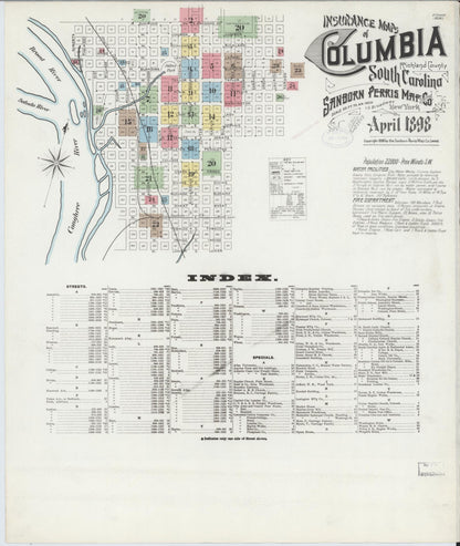 Sanborn Fire Insurance Map from Columbia, Richland County, South Carolina (1898), Sheet #0001 - Complete Map Set gallery image, historic Sanborn map, vintage wall art, South Carolina South Carolina