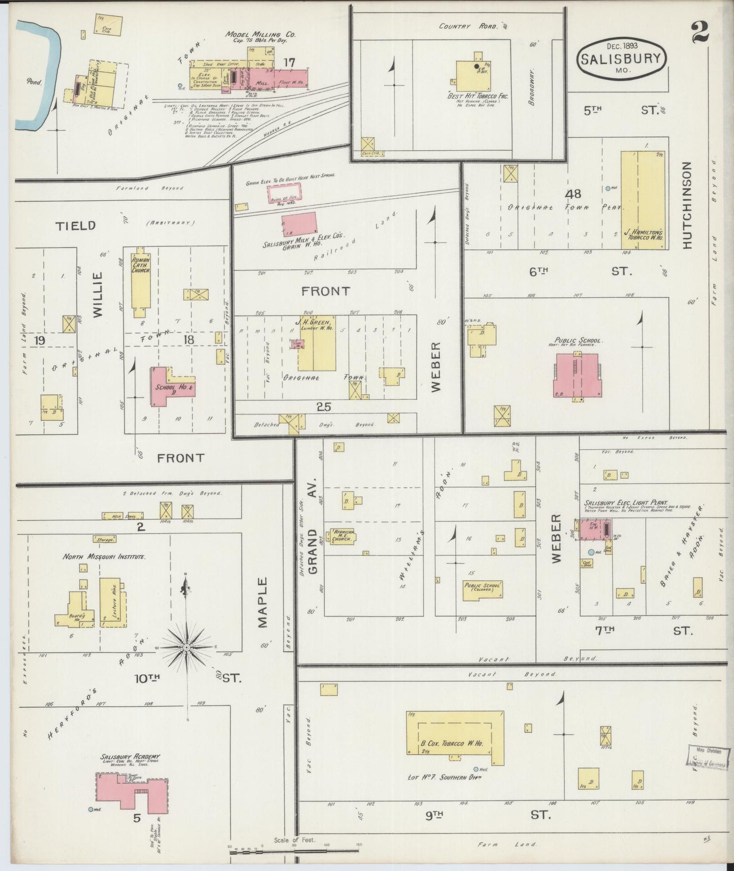 Sanborn Fire Insurance Map from Salisbury, Chariton County, Missouri (1893), Sheet #0002 - Complete Map Set gallery image, historic Sanborn map, vintage wall art, Missouri Missouri