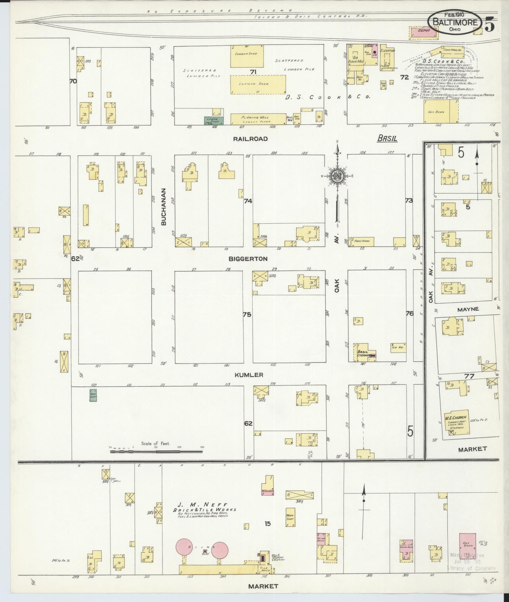 Sanborn Fire Insurance Map from Baltimore, Fairfield County, Ohio (1910), Sheet #0005 - Historic Sanborn Fire Insurance Map Print, vintage old map wall art, antique decor, genealogy gift, Ohio Ohio map