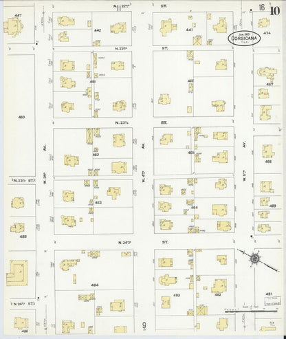 Sanborn Fire Insurance Map from Corsicana, Navarro County, Texas (1910), Sheet #0010 - Complete Map Set gallery image, historic Sanborn map, vintage wall art, Texas Texas