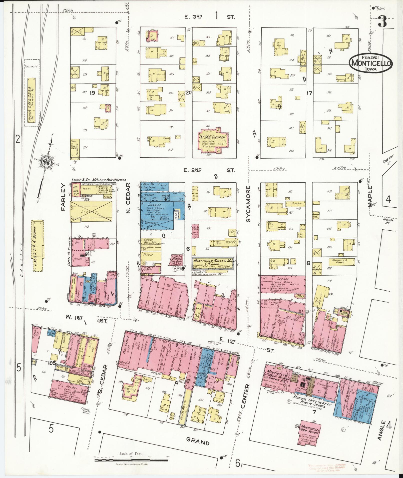 Sanborn Fire Insurance Map from Monticello, Jones County, Iowa (1921), Sheet #0003 - Historic Sanborn Fire Insurance Map Print