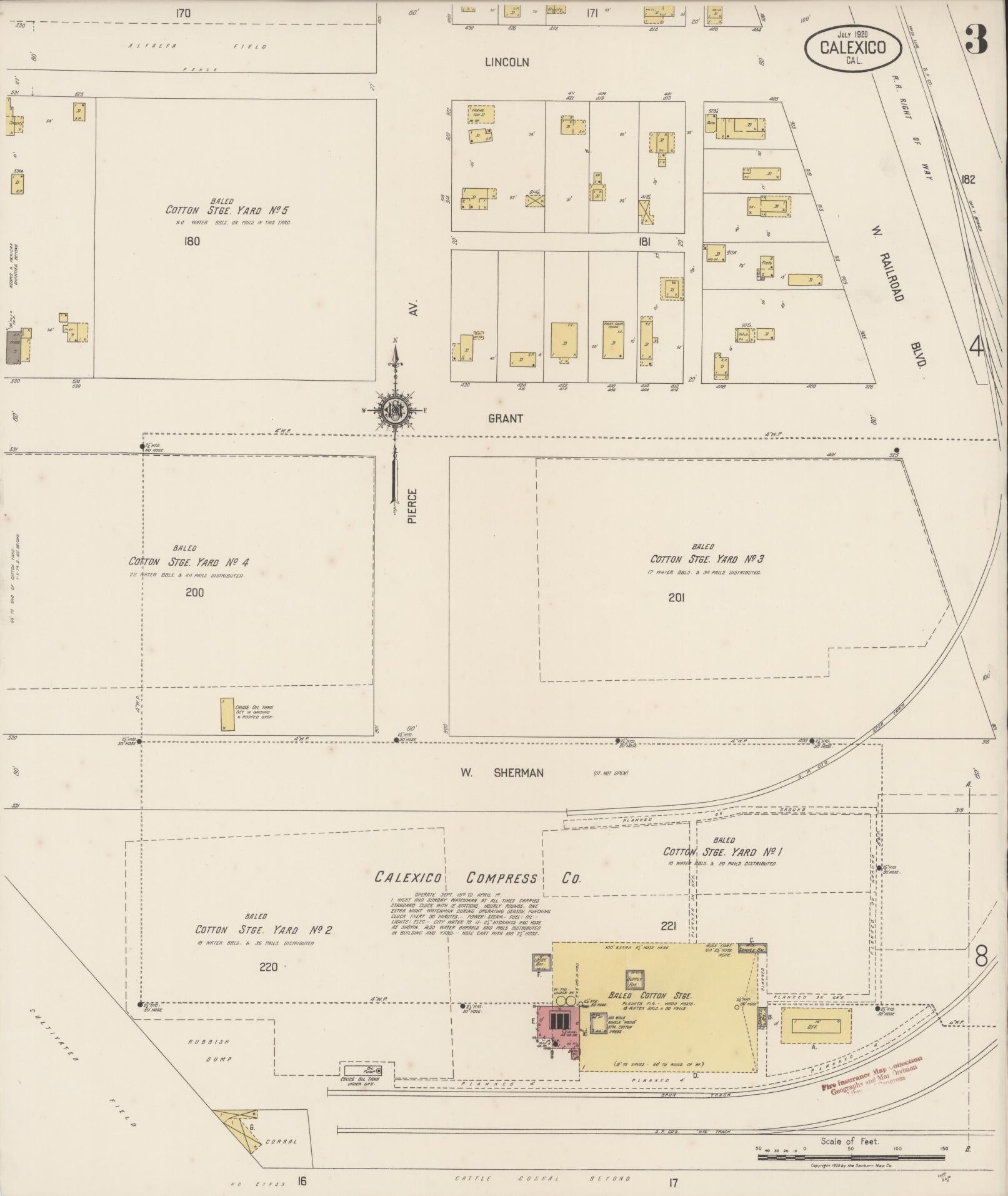 Sanborn Fire Insurance Map from Calexico, Imperial County, California (1920), Sheet #0003 - Complete Map Set gallery image, historic Sanborn map, vintage wall art, California California