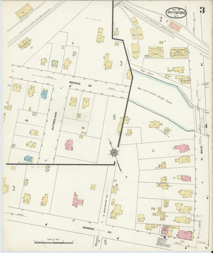 Sanborn Fire Insurance Map from Pittsford, Monroe County, New York (1912), Sheet #0003 - Complete Map Set gallery image, historic Sanborn map, vintage wall art, New York New York