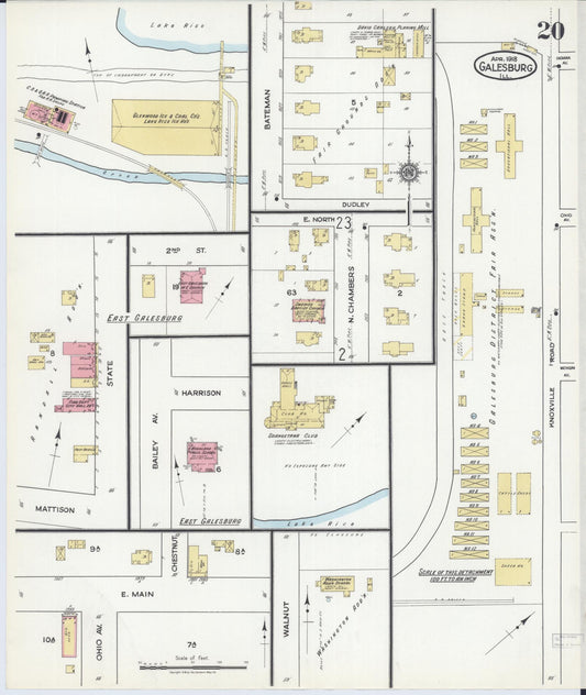 Sanborn Fire Insurance Map from Galesburg, Knox County, Illinois (1918), Sheet #0020 - Historic Sanborn Fire Insurance Map Print, vintage old map wall art, antique decor, genealogy gift, Illinois Illinois map