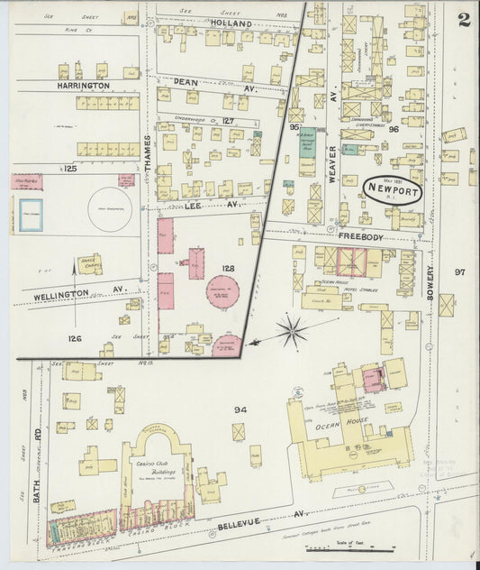 Sanborn Fire Insurance Map from Newport, Newport County, Rhode Island (1891), Sheet #0002 - Complete Map Set gallery image, historic Sanborn map, vintage wall art, Rhode Island Rhode Island