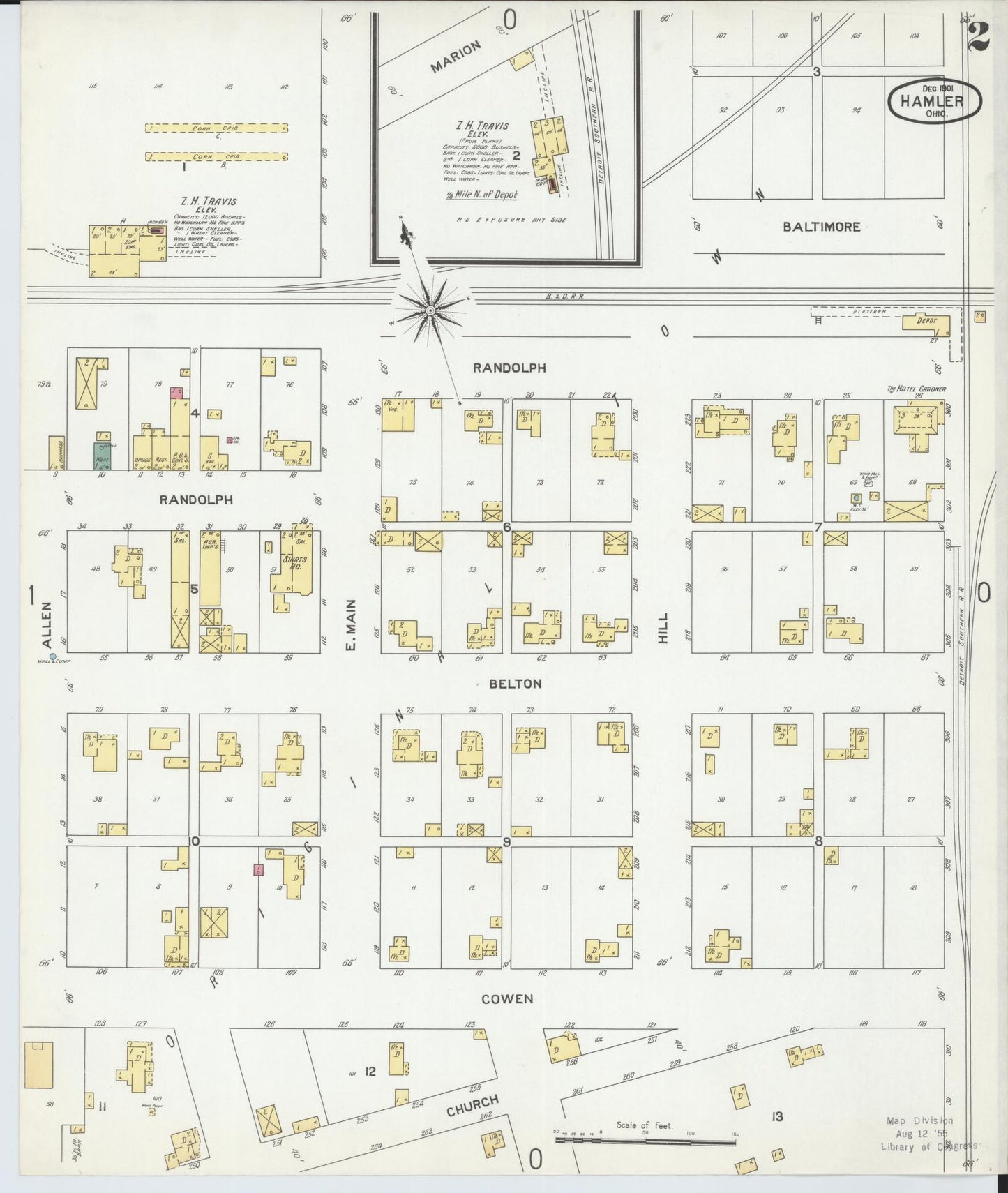 Sanborn Fire Insurance Map from Hamler, Henry County, Ohio (1901), Sheet #0002 - Historic Sanborn Fire Insurance Map Print, vintage old map wall art, antique decor, genealogy gift, Ohio Ohio map