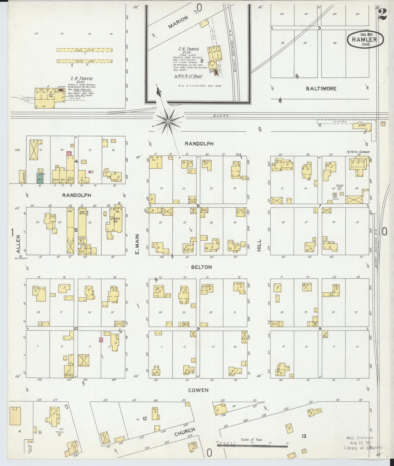 Sanborn Fire Insurance Map from Hamler, Henry County, Ohio (1901), Sheet #0002 - Historic Sanborn Fire Insurance Map Print, vintage old map wall art, antique decor, genealogy gift, Ohio Ohio map