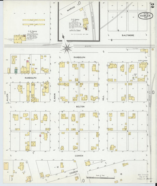 Sanborn Fire Insurance Map from Hamler, Henry County, Ohio (1901), Sheet #0002 - Historic Sanborn Fire Insurance Map Print, vintage old map wall art, antique decor, genealogy gift, Ohio Ohio map