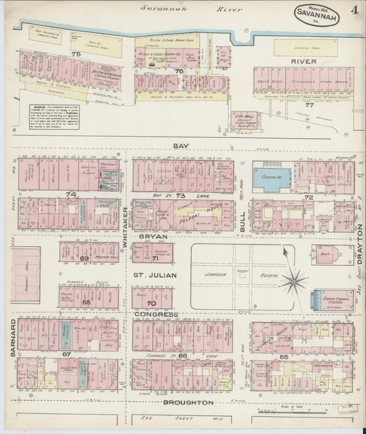 Sanborn Fire Insurance Map from Savannah, Chatham County, Georgia (1884), Sheet #0004 - Historic Sanborn Fire Insurance Map Print, vintage old map wall art, antique decor, genealogy gift, Georgia Georgia map