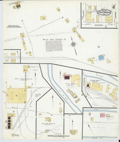 Sanborn Fire Insurance Map from Ontonagon, Ontonagon County, Michigan (1917), Sheet #0004 - Historic Sanborn Fire Insurance Map Print, vintage old map wall art, antique decor, genealogy gift, Michigan Michigan map