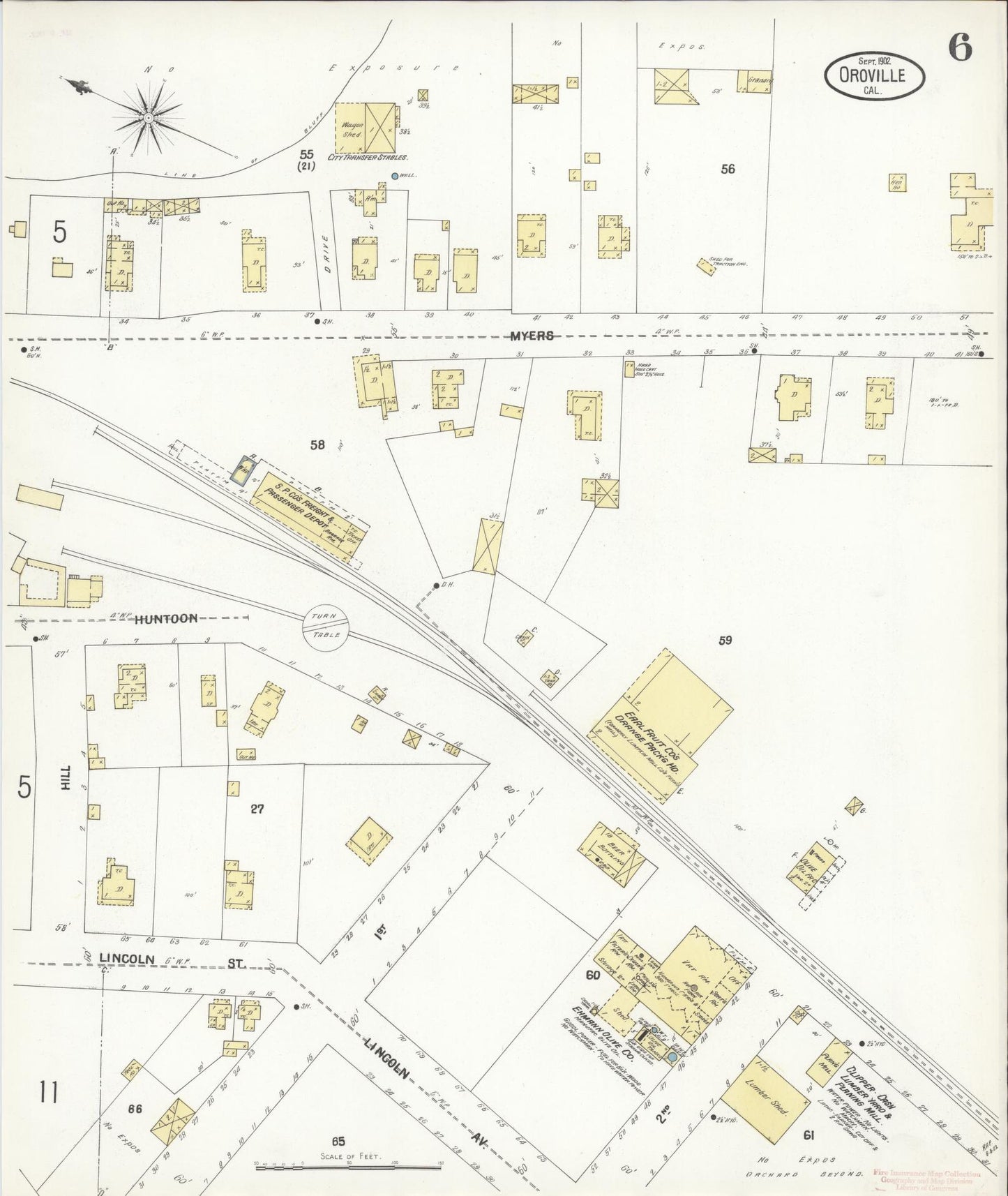 Sanborn Fire Insurance Map from Oroville, Butte County, California (1902), Sheet #0006 - Complete Map Set gallery image, historic Sanborn map, vintage wall art, California California