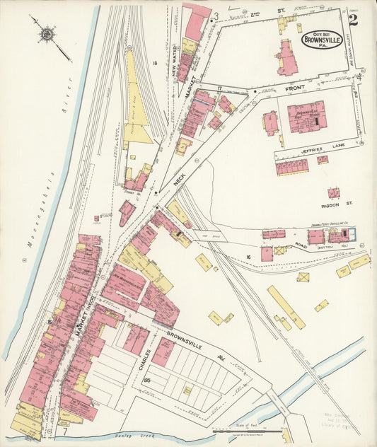 Sanborn Fire Insurance Map from Brownsville, Fayette County, Pennsylvania (1921), Sheet #0002 - Historic Sanborn Fire Insurance Map Print, vintage old map wall art, antique decor, genealogy gift, Pennsylvania Pennsylvania map