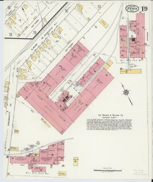 Sanborn Fire Insurance Map from Xenia, Greene County, Ohio (1919), Sheet #0019 - Historic Sanborn Fire Insurance Map Print, vintage old map wall art, antique decor, genealogy gift, Ohio Ohio map
