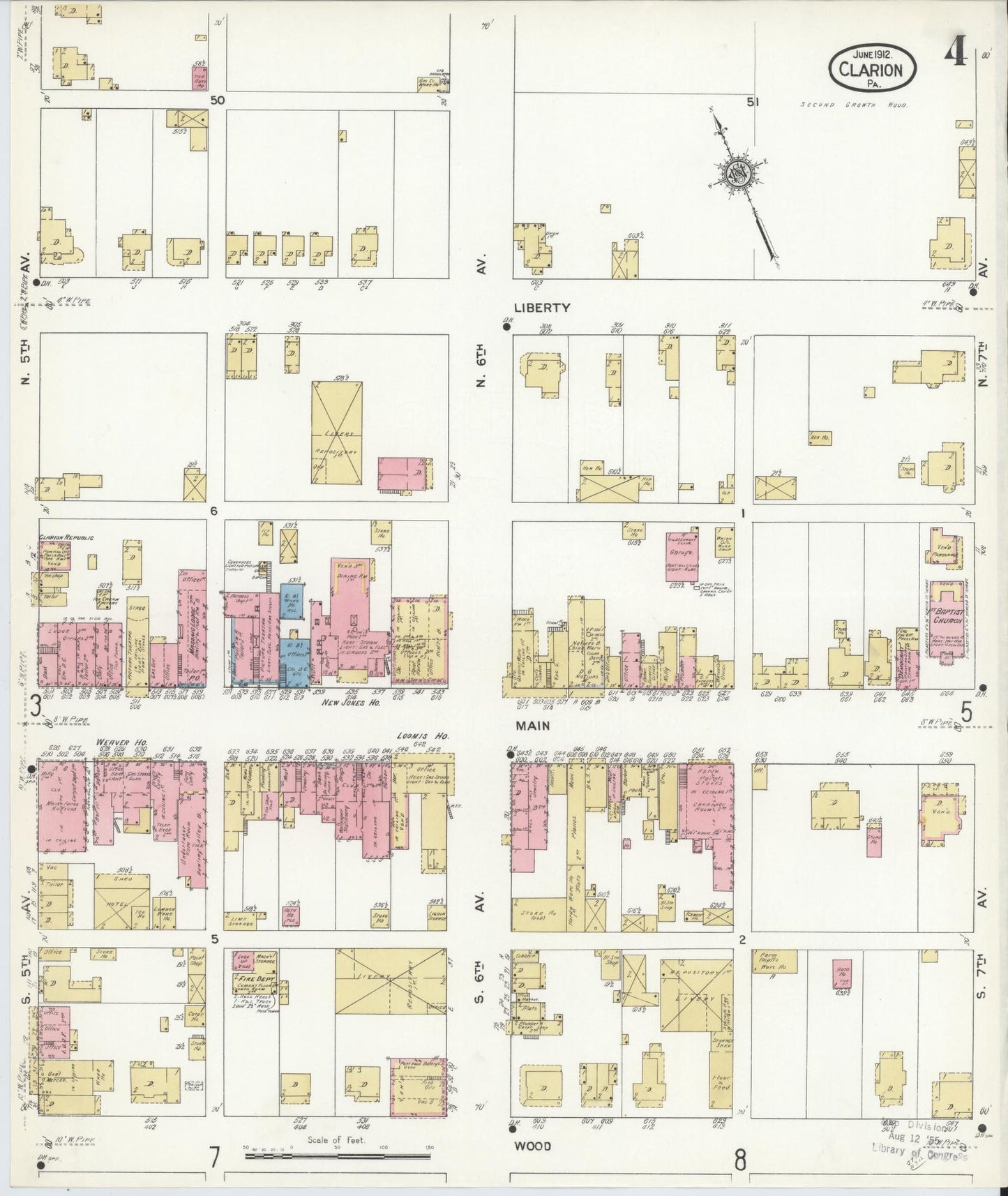 Sanborn Fire Insurance Map from Clarion, Clarion County, Pennsylvania (1912), Sheet #0004 - Historic Sanborn Fire Insurance Map Print, vintage old map wall art, antique decor, genealogy gift, Pennsylvania Pennsylvania map