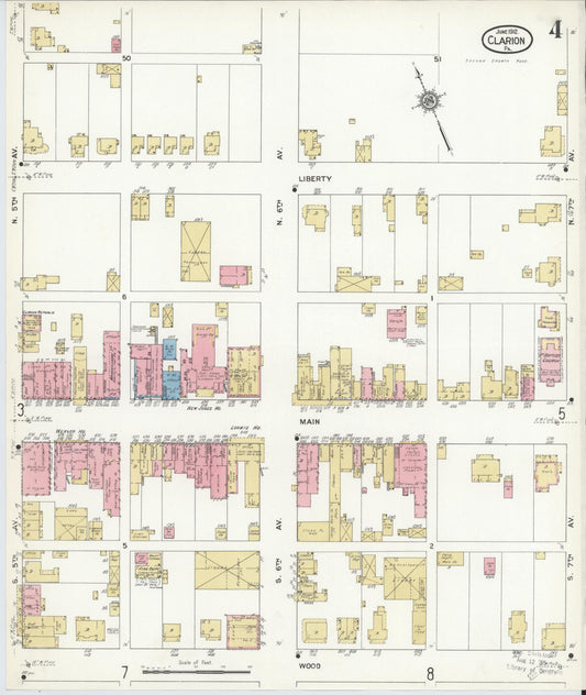 Sanborn Fire Insurance Map from Clarion, Clarion County, Pennsylvania (1912), Sheet #0004 - Historic Sanborn Fire Insurance Map Print, vintage old map wall art, antique decor, genealogy gift, Pennsylvania Pennsylvania map