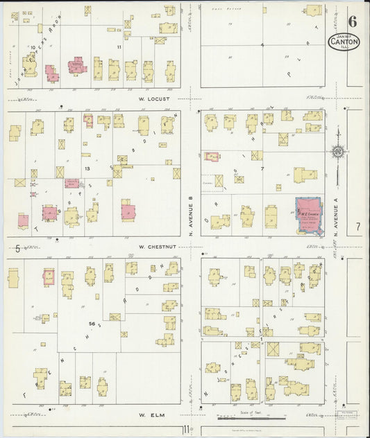 Sanborn Fire Insurance Map from Canton, Fulton County, Illinois (1917), Sheet #0006 - Historic Sanborn Fire Insurance Map Print, vintage old map wall art, antique decor, genealogy gift, Illinois Illinois map