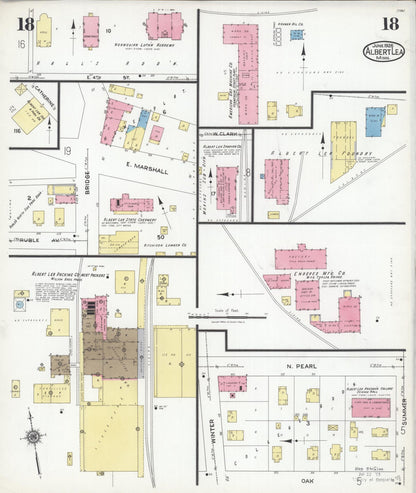 Sanborn Fire Insurance Map from Albert Lea, Freeborn County, Minnesota (1926), Sheet #0018 - Historic Sanborn Fire Insurance Map Print, vintage old map wall art, antique decor, genealogy gift, Minnesota Minnesota map