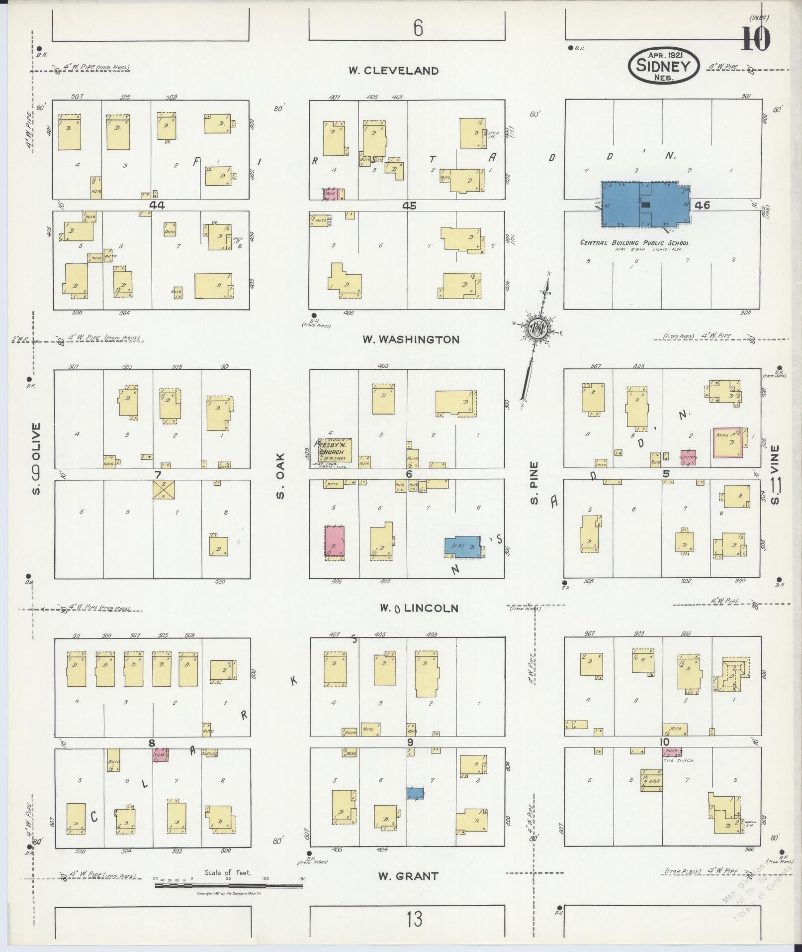 Sanborn Fire Insurance Map from Sidney, Cheyenne County, Nebraska (1921), Sheet #0010 - Complete Map Set gallery image, historic Sanborn map, vintage wall art, Nebraska Nebraska
