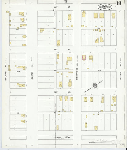 Sanborn Fire Insurance Map from Port Arthur, Jefferson County, Texas (1910), Sheet #0018 - Complete Map Set gallery image, historic Sanborn map, vintage wall art, Texas Texas