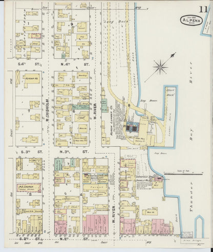 Sanborn Fire Insurance Map from Alpena, Alpena County, Michigan (1890), Sheet #0011 - Complete Map Set gallery image, historic Sanborn map, vintage wall art, Michigan Michigan