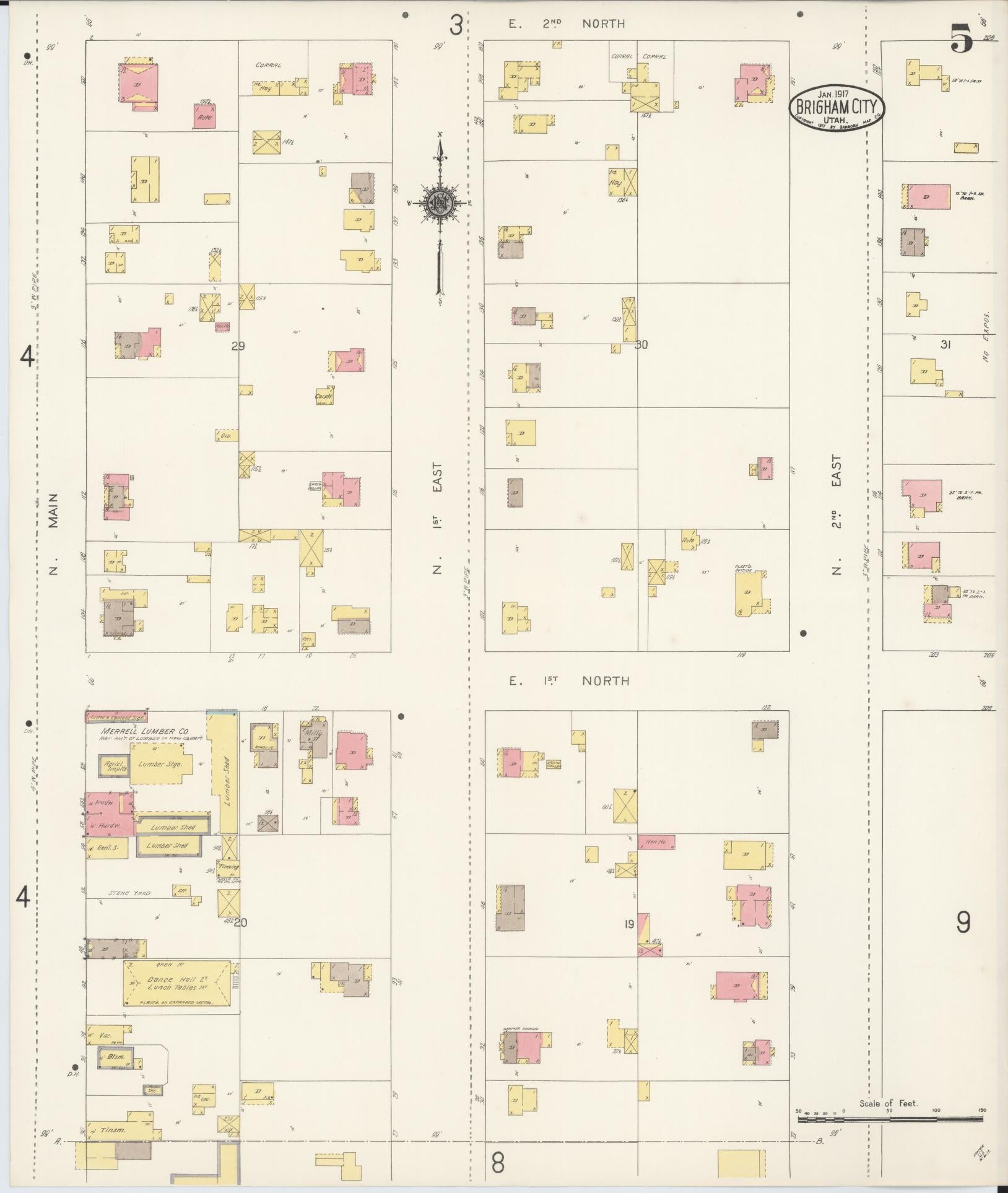 Sanborn Fire Insurance Map from Brigham City, Box Elder County, Utah (1917), Sheet #0005 - Complete Map Set gallery image, historic Sanborn map, vintage wall art, Utah Utah