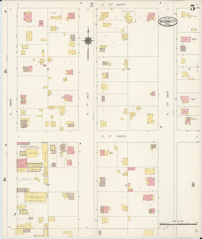 Sanborn Fire Insurance Map from Brigham City, Box Elder County, Utah (1917), Sheet #0005 - Complete Map Set gallery image, historic Sanborn map, vintage wall art, Utah Utah