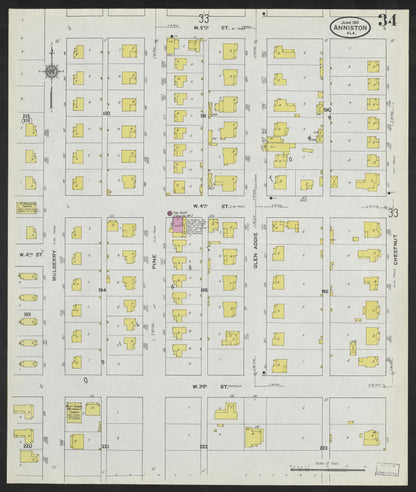Sanborn Fire Insurance Map from Anniston, Calhoun County, Alabama (1910), Sheet #0034 - Complete Map Set gallery image, historic Sanborn map, vintage wall art, Alabama Alabama